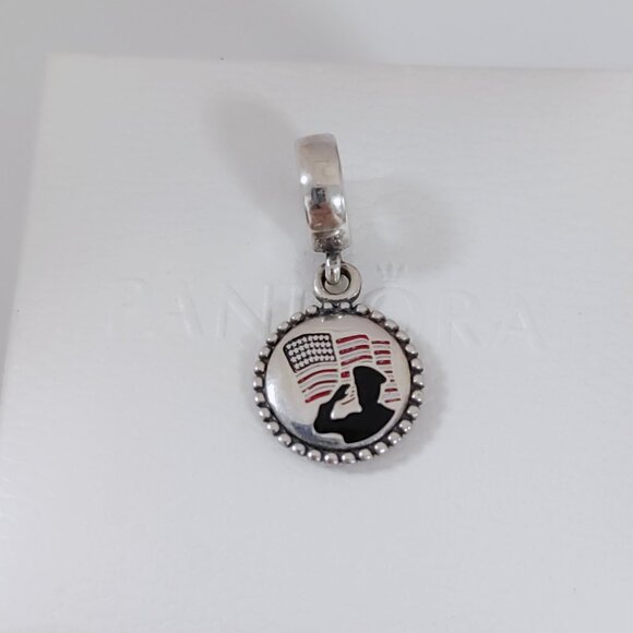 Pandora American Flag and Soldier Police Dangle Charm Exclusive Pendant with box - Picture 5 of 10